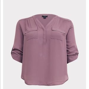 TORRID- HARPER - MAUVE PURPLE GEORGETTE PULLOVER BLOUSE